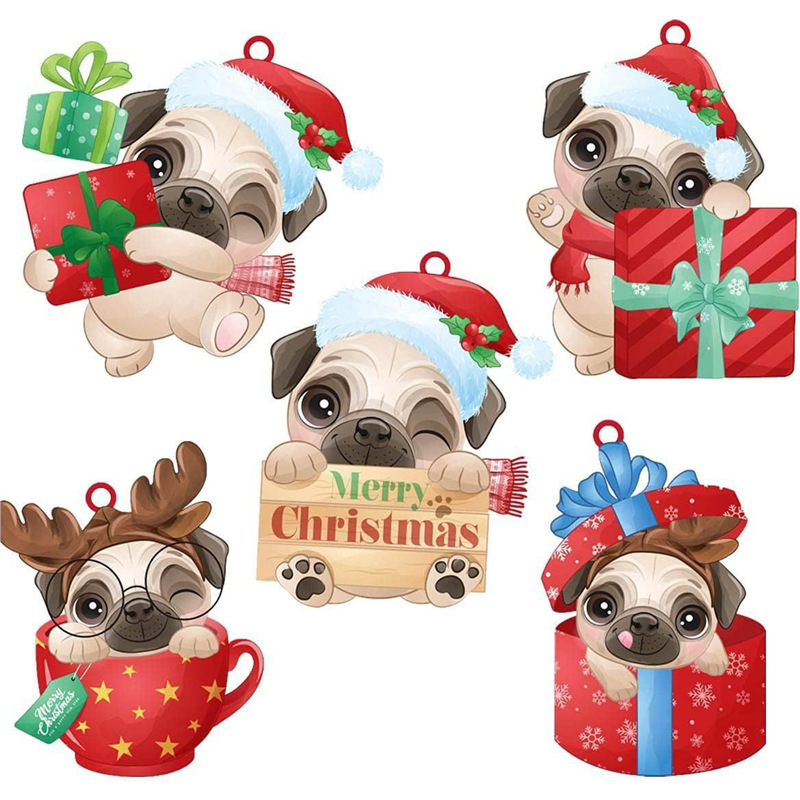 Cross-Border New Christmas Pug Car Interior Pendant Christmas Tree Decoration Pendant Party Gift