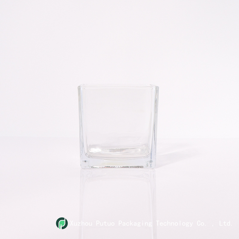 Mayorista transparente vidrio cuadrado vela vidrio cuadrado cilindro acuario