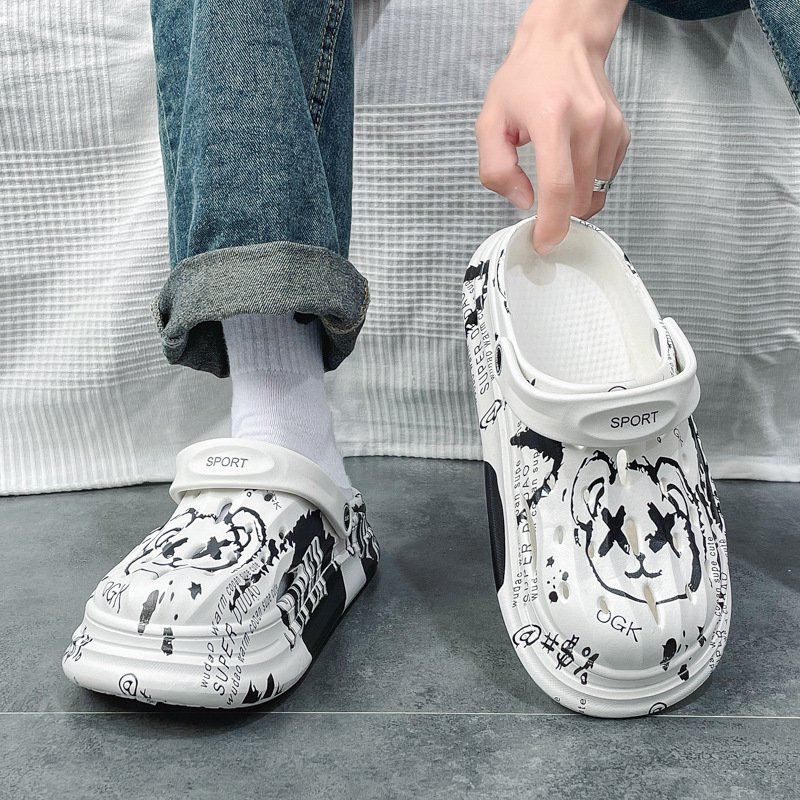 Zapatos agujero de la pareja verano nueva moda al aire libre sandalias de playa de la moda inferior gruesa sensación mierda cerrado toe zapatillas Sandalias de los hombres y las mujeres