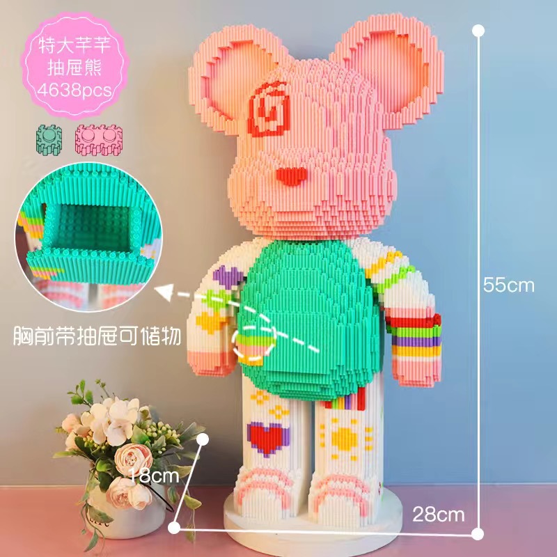 Nuevo oso de bloques de construcción de gran tamaño de 50cm compatible con bloques de construcción de Lego juguete de pellets ensamblado niño regalo de cumpleaños para niña