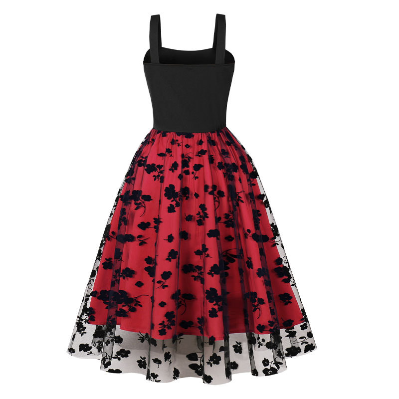 Women's Clothing sling one shoulder neck waist slim lady like medium length swing _mkmklike.com