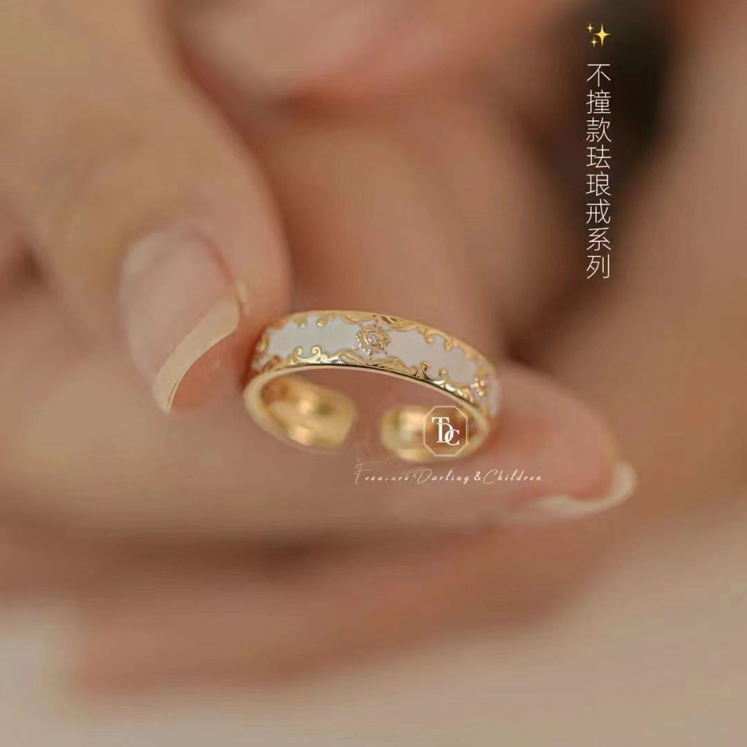 Accessory, small design ring, flowered, high-quality style, simple and elegant design
