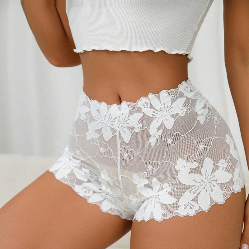 2025 Cross-Border European and American Fashion New Sexy Lace See-Through Slimming Body Shaping Butt Lifting Breathable Mid-Waist Underwear