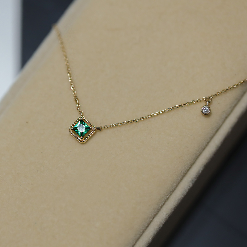 Quadrilateral Design 1 Piece 925 Sterling Silver Solid Color 925 Sterling Silver Cable Chain Pendant Necklace