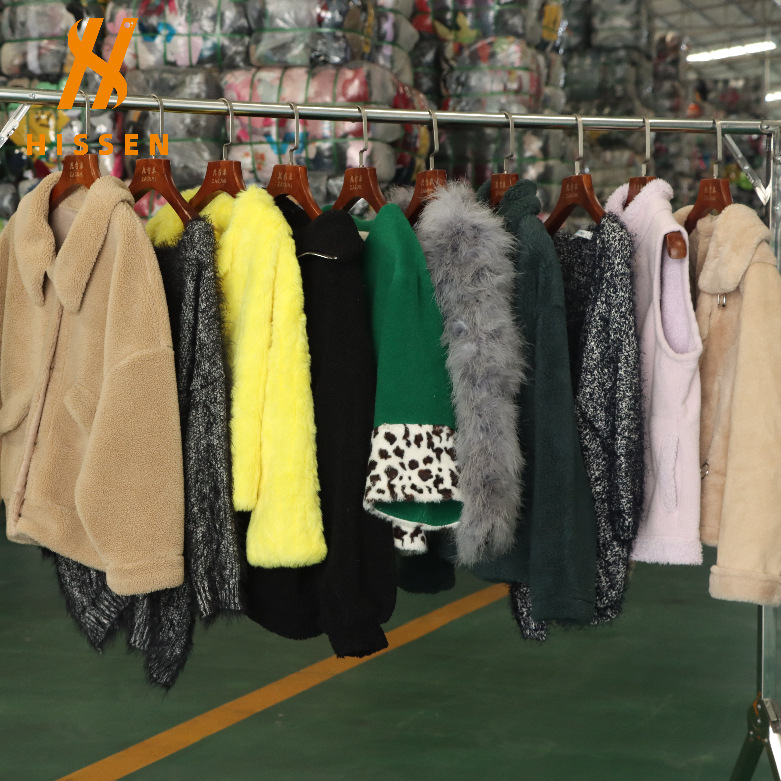 二手衣服 旧衣批发出口高级人造毛外套usedArtificialwoolclothes