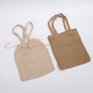 Wholesale new polyester linen handbag dustproof jewelry ring necklace pendant storage bag drawstring small cloth bag
