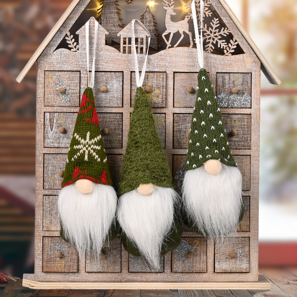 Décoration de Noël créative nouvelle petite poupée tricotée pendentif poupée sans visage petite poupée suspendue vieil homme pendentif_voghion.com
