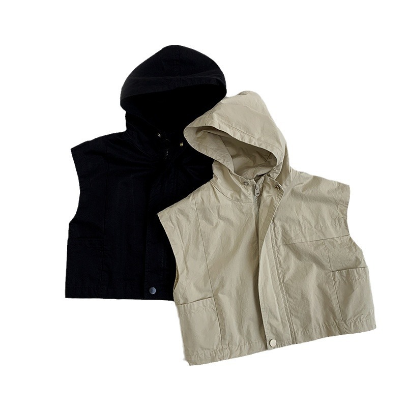 Chaleco con capucha para niños 2025 otoño nuevo estilo ropa casual para niños chaqueta hombres y mujeres chaleco de bebé ropa para niños al por mayor