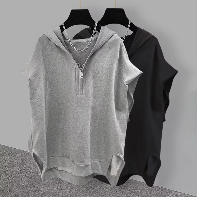 Trendy Men's American Street Hooded Cotton Vest Jacket Sleeveless T-shirt Spring and Summer Casual Comfortable Men's Vest
