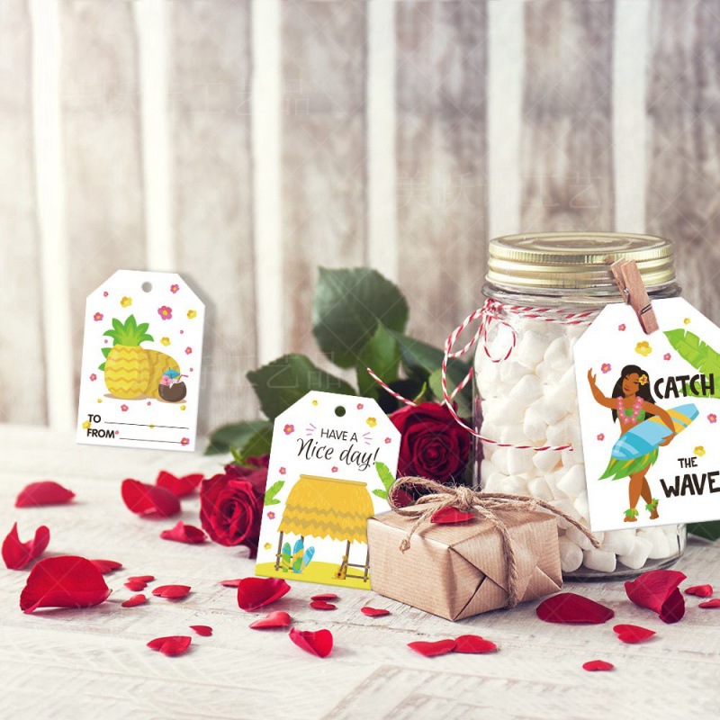 Decoración de fiesta de verano de Amazon etiqueta colgante Hawaii Aloha etiqueta colgante de decoración de regalo decoración de cumpleaños