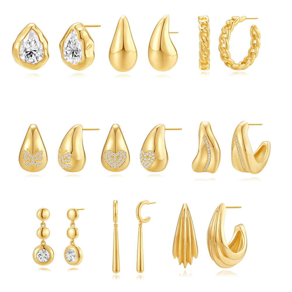 Pendientes femeninos en forma de C con torsión irregular geométrica de estilo ins europeo y americano Pendientes de lujo ligero de alta calidad Pendientes de cobre que no se desvanece