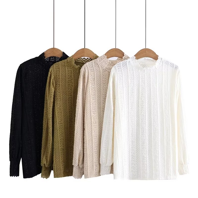 Chubby MM large size 2023 spring new Korean style women's urban leisure lace base shirt z142 2302