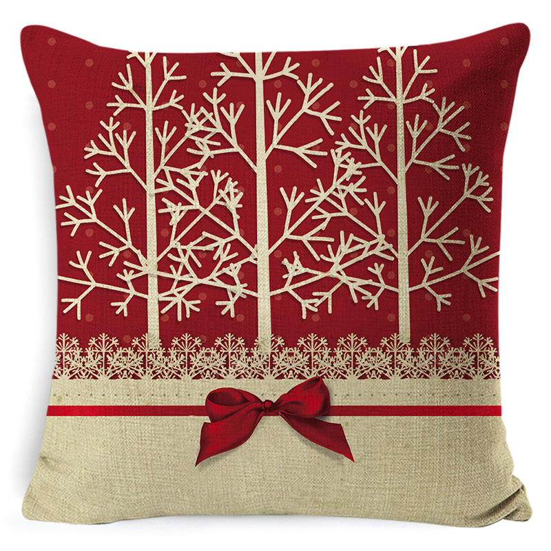 105g Weight Pillow Cases Home Textiles & Decor Type throw pillow, pillow case Event & Party Supplies Linen Material Christmas Festival Letter, Deer Pattern Retro Style Retro Letter Deer Linen Pillow Cases 6