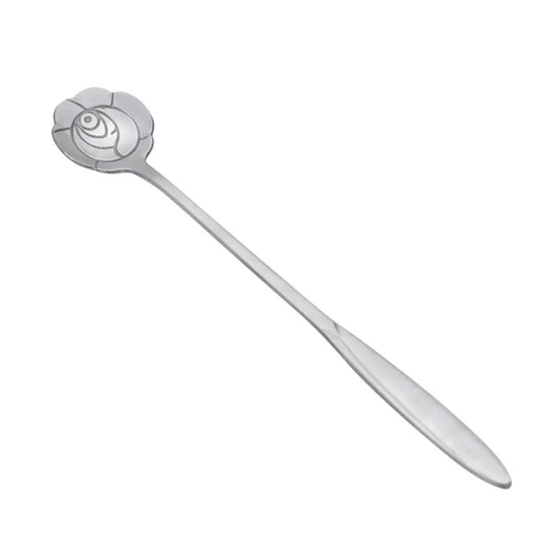 Cuchara de acero inoxidable Oro creativo Rose flor de cerezo cuchara agitación taza postre cuchara de café Nido de pájaro cuchara de miel