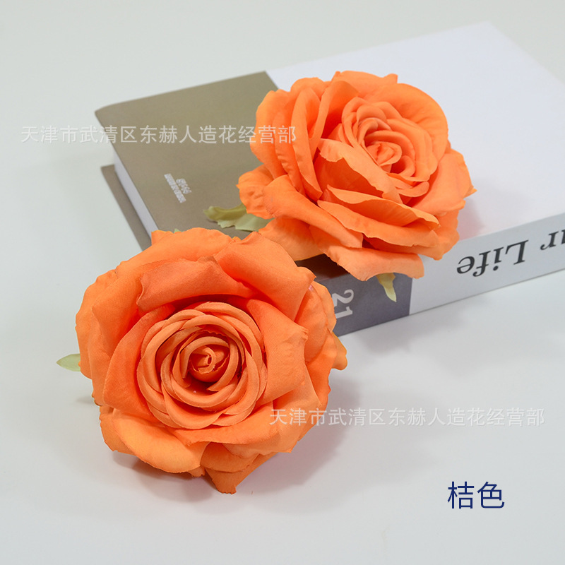模造巻きバラ花絹布平安バラ花頭卸売り結婚式背景花壁装飾花青生け花|undefined