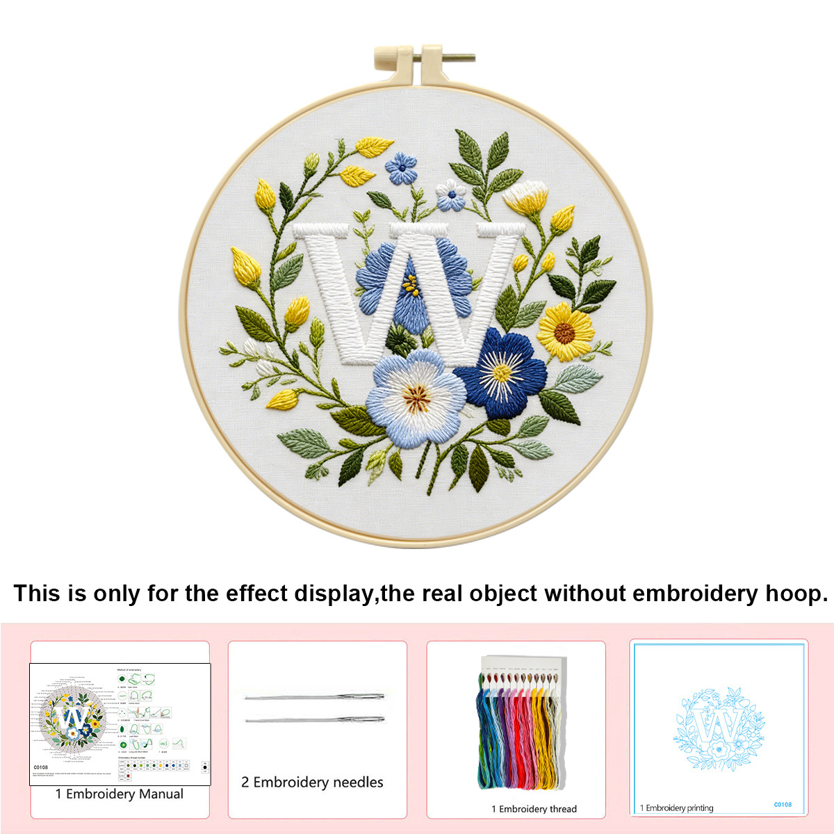 Hecho a mano flores y plantas europeas bordadas paquetes de materialdiy inglés 26 letras simple principiante nivel de bordado al por mayor