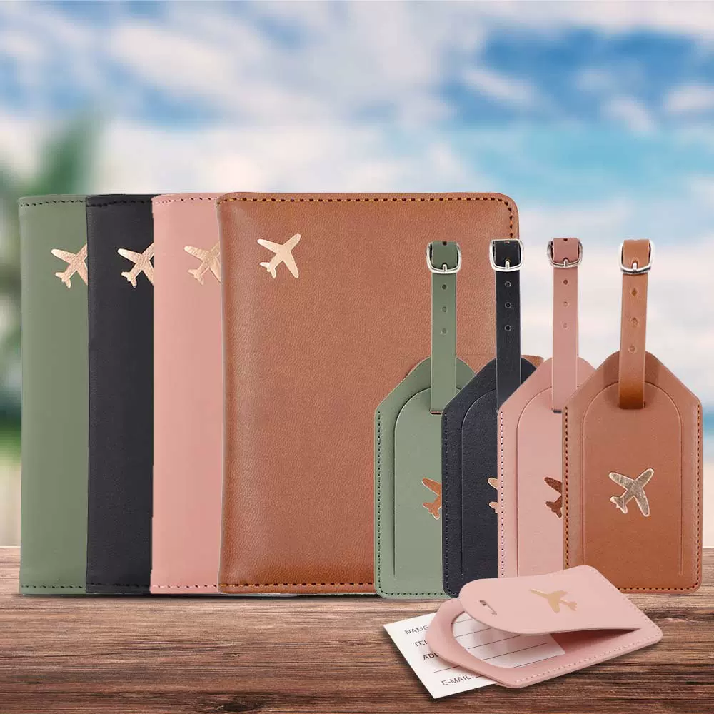 亚马逊跨境电商护照包行李挂牌套组PU证件收纳包皮革旅行托运吊牌