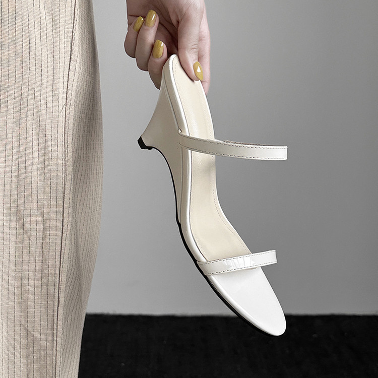 2025년 여름 신제품 여성용 다용도 웨지힐 샌들, 심플한 오픈토 라운드 토, 우아한 하이힐 슬리퍼