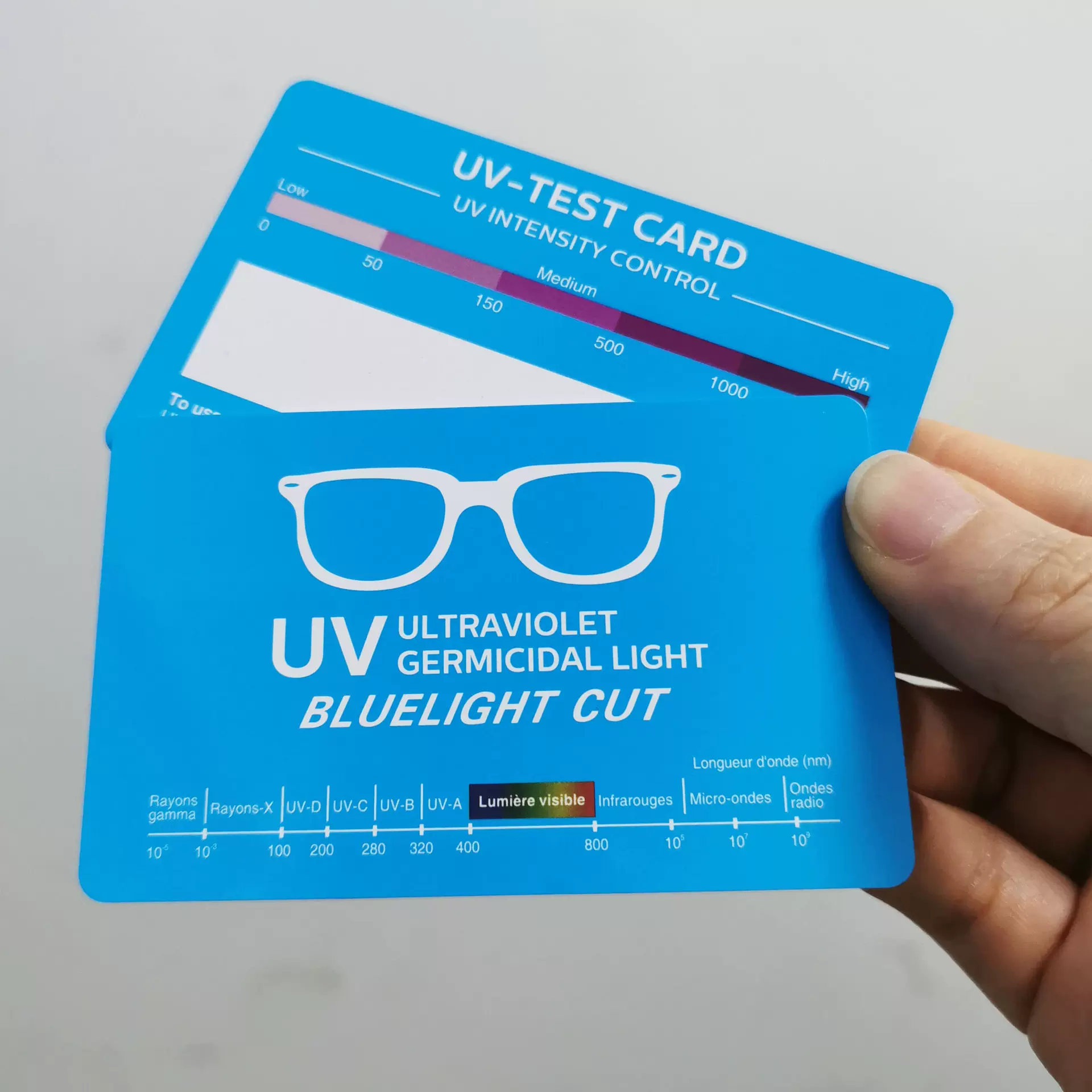 英文版紫外线强度测试卡 紫外线感应卡 防晒uv测试卡紫外线测试卡