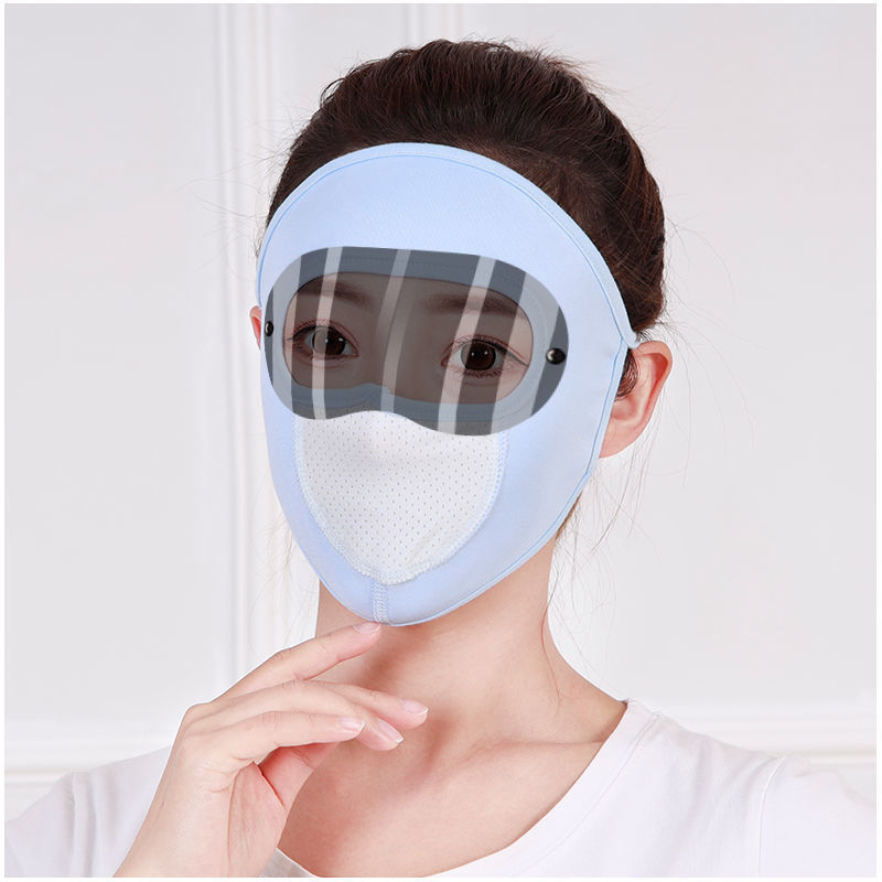 Máscara de Sol de verano con lente de seda de hielo protección UV cara completa máscara protectora gafas Máscara ajustable image 7
