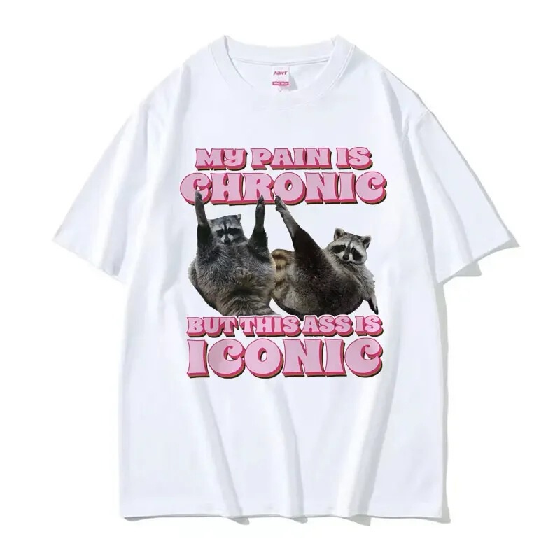 My Pain Is Chronic but This Ass Is Iconic T-Shirt Funny Raccoon Fan Tee Shirt