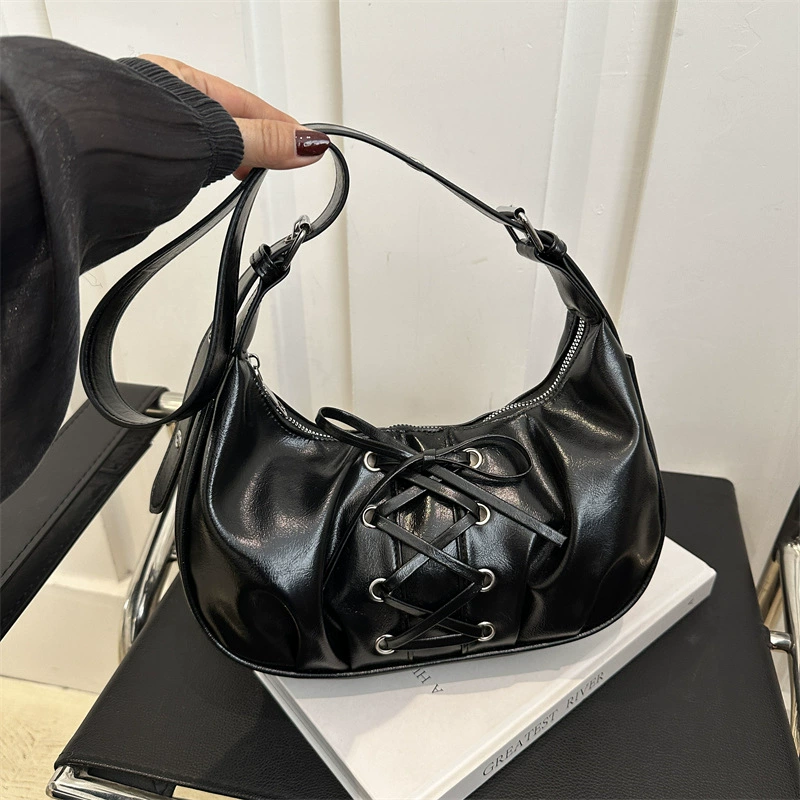 Сумка с бантиком на шнуровке Женский стиль 2025 весна новая сумка для пельменей PU темпераментная сумка на плечо сладкая классная сумка через плечо