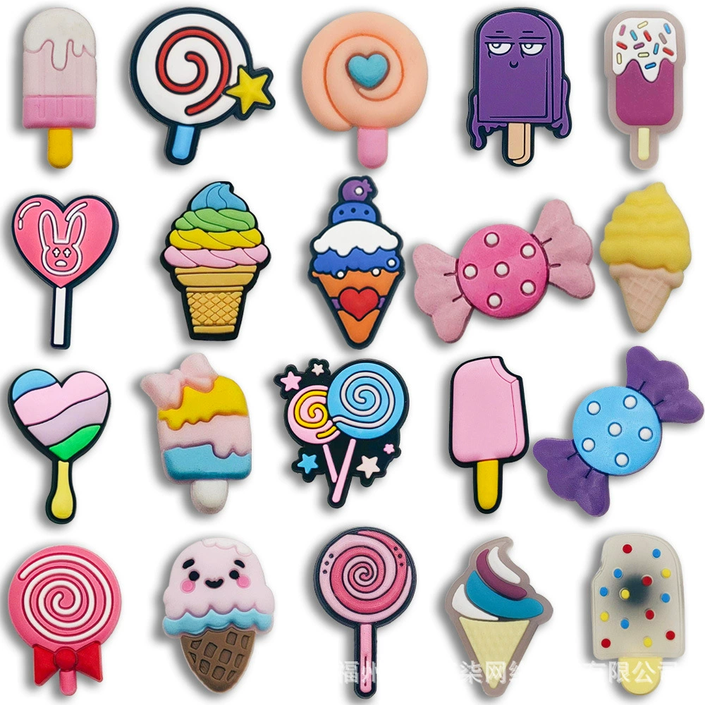 Декор для обуви в виде мороженого, сабо, аксессуары, подвески для сабо, материалы для самостоятельного изготовления обуви, материалы для обуви, мягкие резиновые украшения из ПВХ