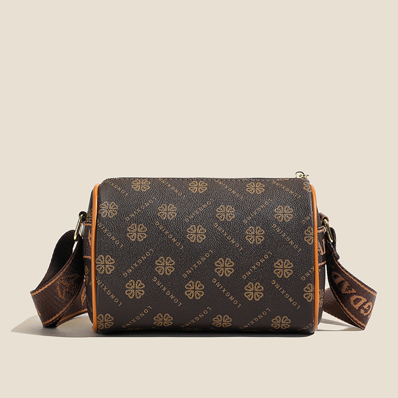 2024 moda nueva bolsa cilíndrica de letras de flores de mujeres bolsas de almohada de impresión letras populares bolsas de madres de mediana edad