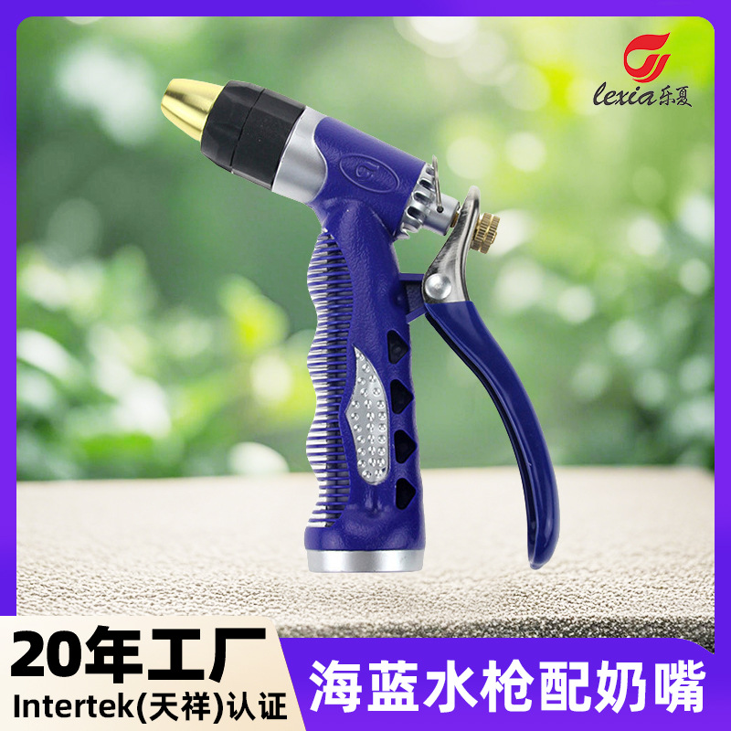 洗车神器家用高压水枪奶嘴轻装蔚蓝水枪镀铜喷头园林浇花强力水枪