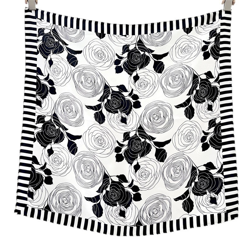 Pañuelo Cuadrado de Seda Jacquard Doble Cara para Mujer 100% Seda de Morera, con Protección Solar