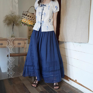 夏-蓝书 藏蓝色 打条蕾丝设计感百搭半裙时尚休闲套装-阿里巴巴