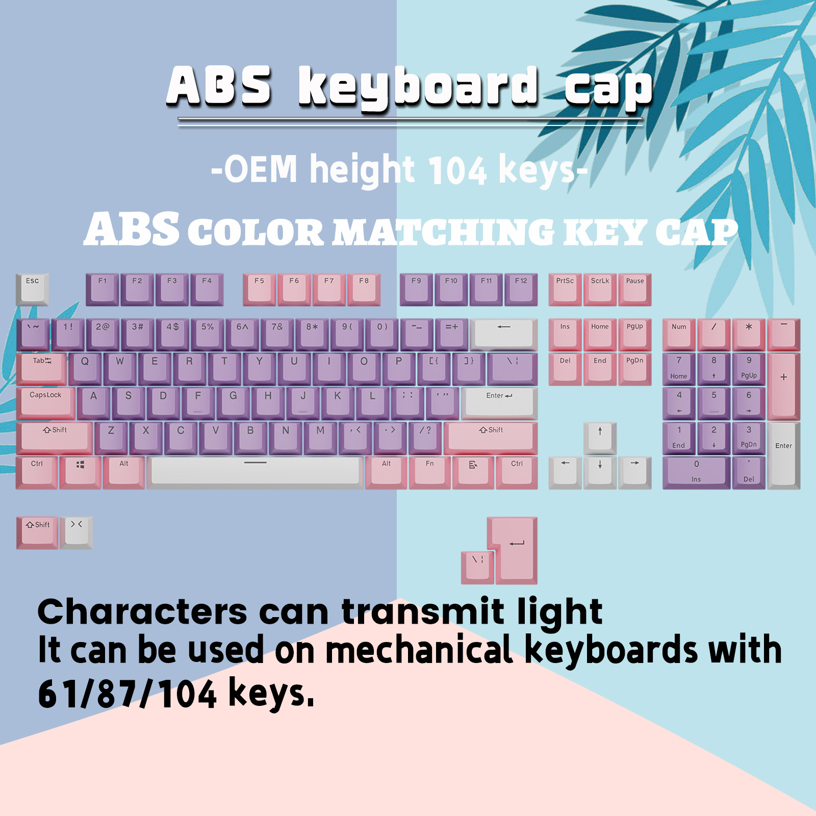 104-clave PBT color teclado tapa ABS inyección de dos colores carácter cerrado Teclado mecánico transparente tapa clave tapa image 8