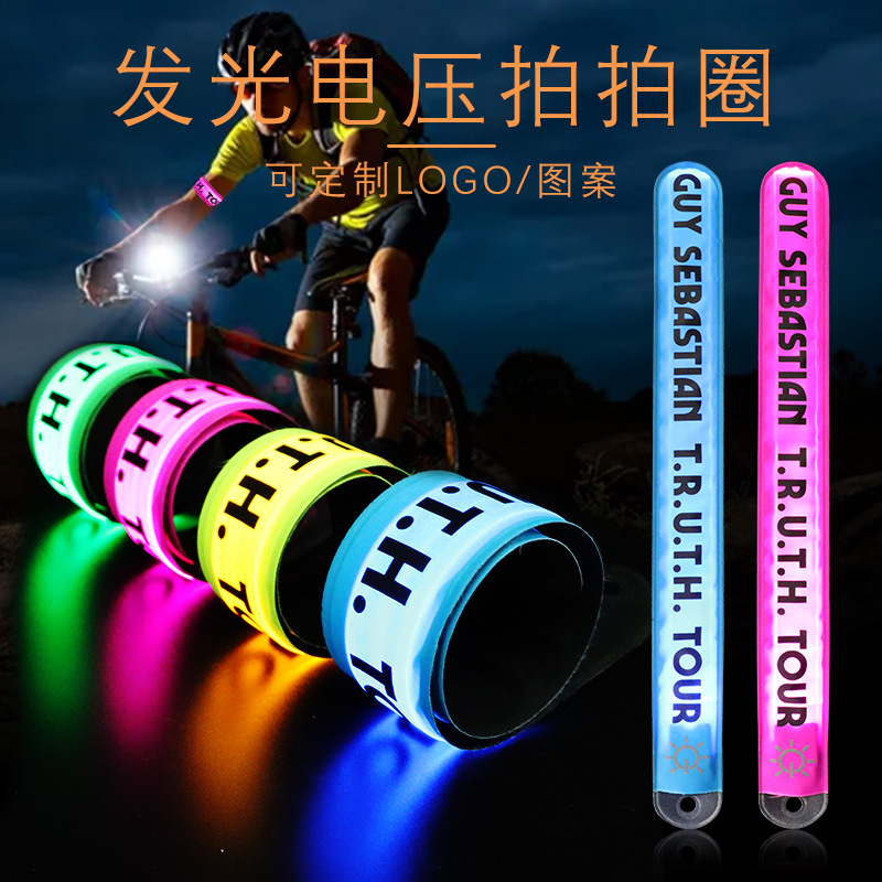 LED luminoso raqueta anillo de presión tensión anillo de nylon LED luminoso brazo banda noche luz de advertencia seguridad promoción regalo