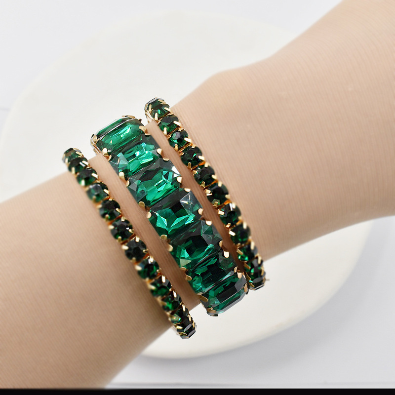 New European and American Fashion Versatile Elastic Bracelet for Women, Crystal Glass Elegant Bracelet, Holiday Style Fashion Gemstone