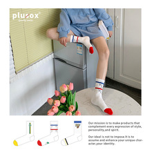 plusox潮牌袜子女ins潮中筒袜字母潮流高筒长筒袜街头运动风秋季