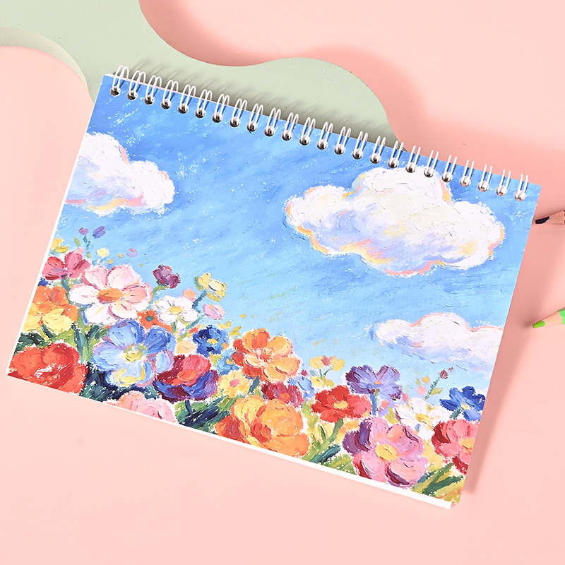 油絵両面離型本現物卸売りテープシール手帳コイル本厚手収納図鑑ノートオーダー