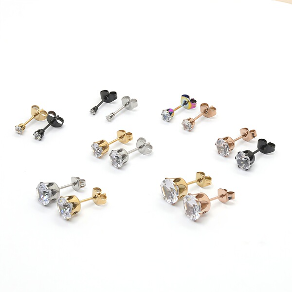earrings stainless steel with zircon