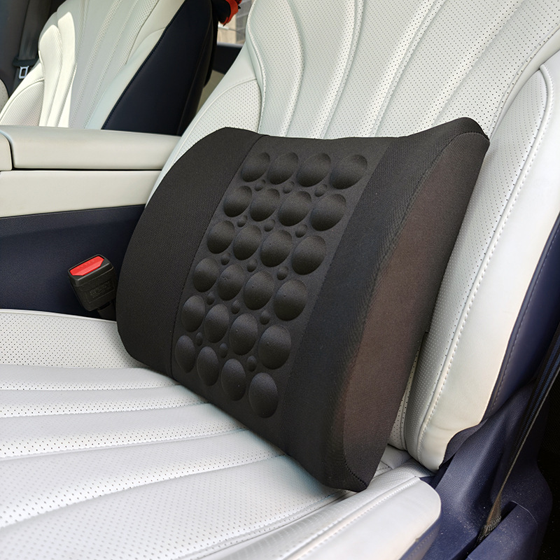Car Memory Foam Electric Lumbar Support, Dual-Use Vibration Massage Backrest for Home and Car, Microfiber Leather Waist Cushion Backrest Pad