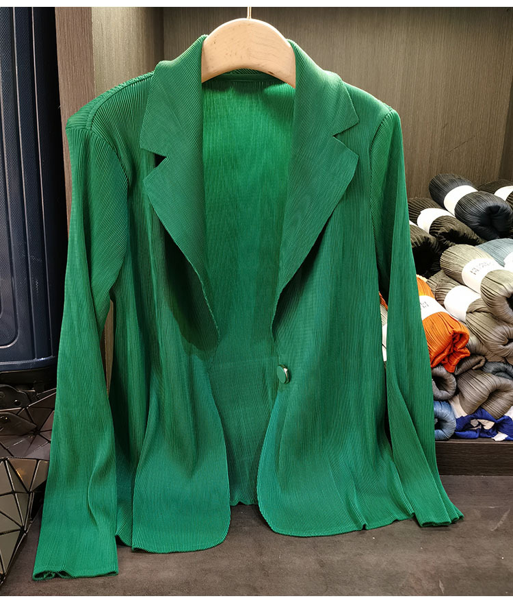 Áo blazer nữ một nút xếp ly tay dài cao cấp mùa xuân hè — Màu tím, Màu đỏ hoa hồng, Màu hồng, Màu xanh lá chi tiết 18