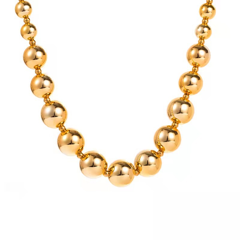 Round, Solid Color Pattern Women's Gender Plating Design Wholesale Vintage Style Round Solid Color Stainless Steel Plating Necklace