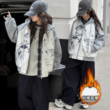 跨境外贸童装秋冬女童绗棉外套2025新款儿童冬装外穿大童加厚连帽