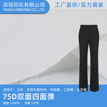 B51/75D双层四面弹布料数码印花布微弹连衣裙裤装时装仿棉麻面料