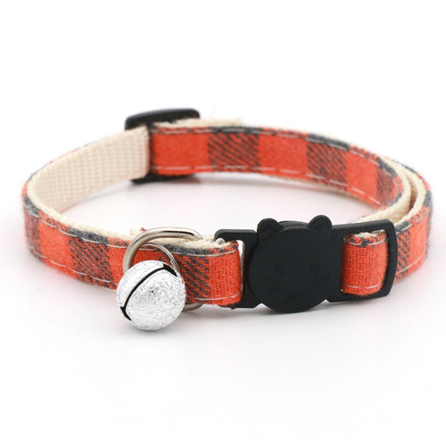 Pet Plaid Safety Buckle Bell Collar Cat Buckle Cat Bow Collar Pet Cha Cha Factory Direct Sales