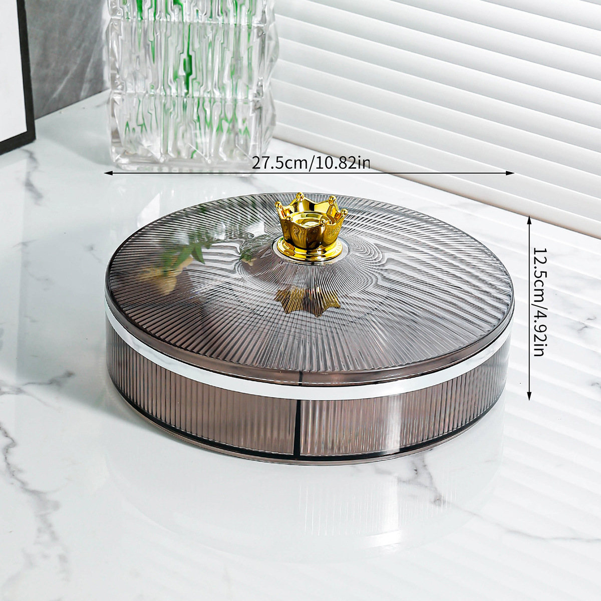 [스모키 그레이] 과일 플레이트 대형 5 층 대형 크라운 핸들러