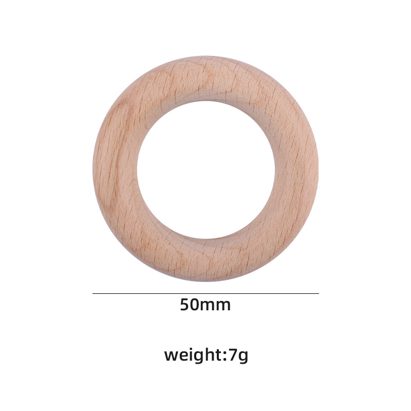 Bebé molar anillo de madera 25-55mm de madera maciza de haya anillo de juguete Niños DIY creativo mordedor pulsera mordedor palo