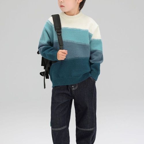 New men's children's sweater autumn and winter thick Korean style fashionable warm winter children's base knit sweater winter clothing