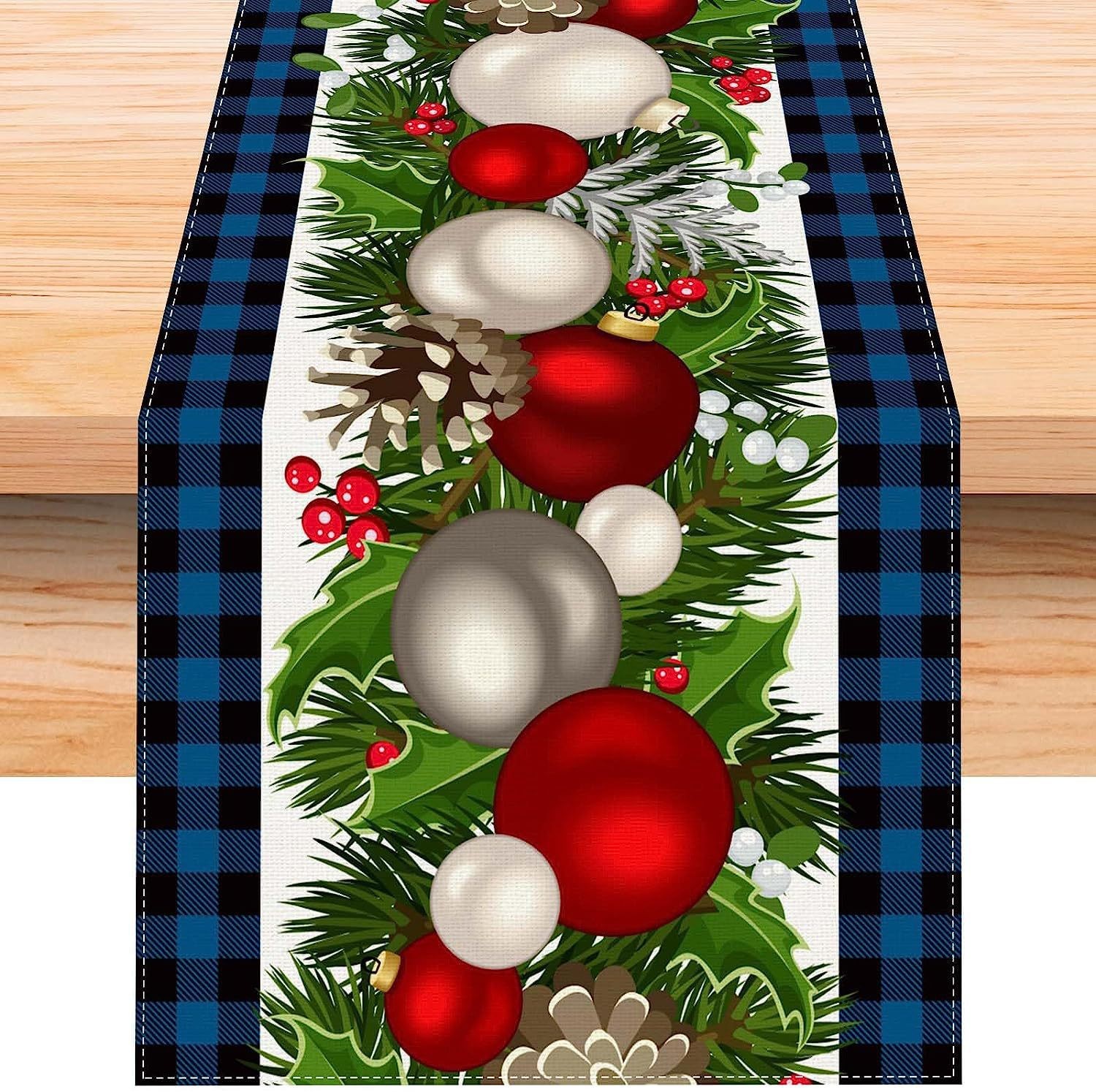 Transfronterizo TEMA DE Navidad de impresión corredor de mesa ambiente de vacaciones decoración árbol de Navidad muñeco de nieve patrón de tela de mesa al por mayor image 13