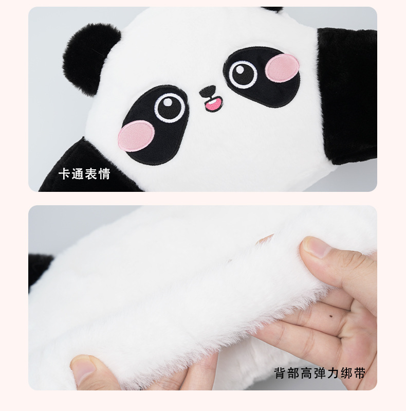 Panda car headrest imitation rabbit fur embroidered cartoon car comfortable neck pillow back cushion winter car waist cushion