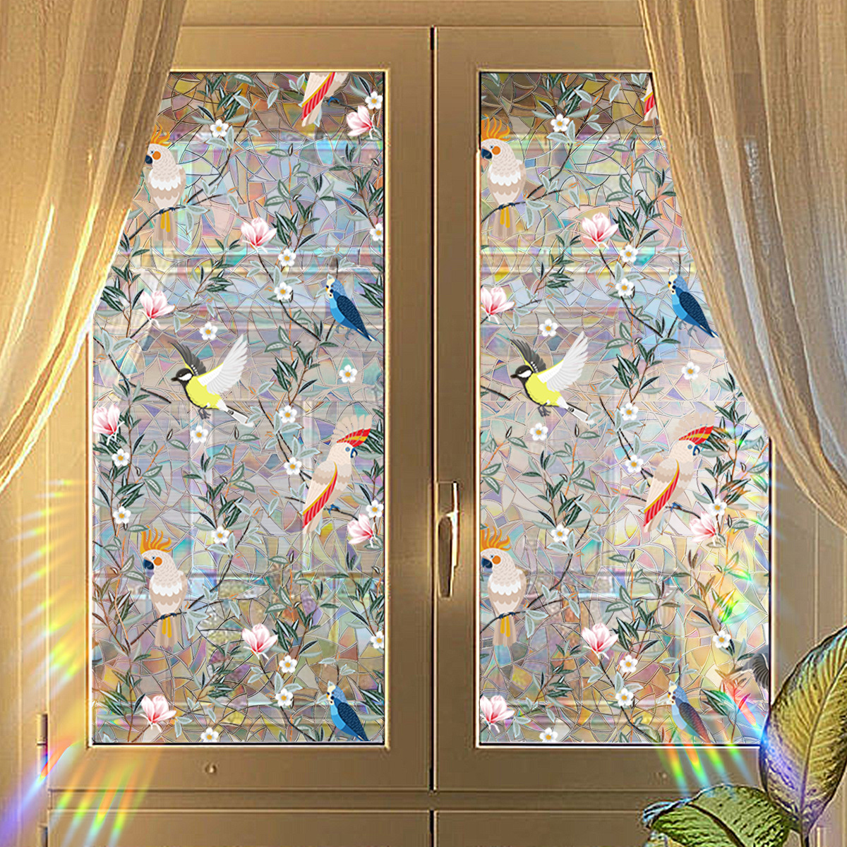140g Weight Glass paster Home Textiles & Decor Type PVC Material Leaf Pattern Casual, Pastoral Style Casual Pastoral Leaf PVC Glass Paster Wall Art 176