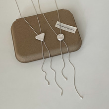 简约小众几何圆形三角形抽拉式长款项链女ins气质百搭颈链毛衣链